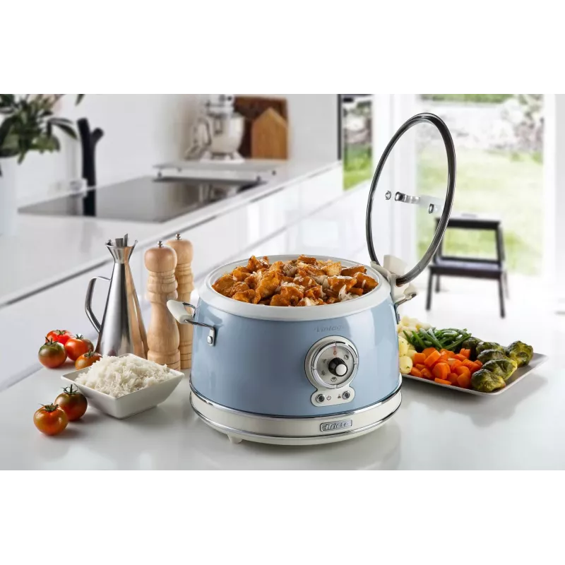 Ariete 2904 Riisikeetja - Elektriline riisikeetja keraamilise kausiga - Omatehtud sushi - Multikeetja - Vintage Line - 3,5 L - 650 W - Sinine