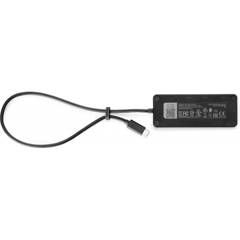 HP USB-C Travel Hub G2, juhtmega, USB 3.2 Gen 1 (3.1 Gen 1) USB-C, must, Hiina, Windows 10, 107 mm
