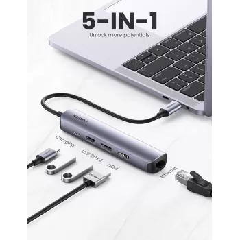 Ugreen 10919 sülearvuti dokk/pordireplikaator Juhtmega USB 3.2 Gen 1 (3.1 Gen 1) USB-C Hall