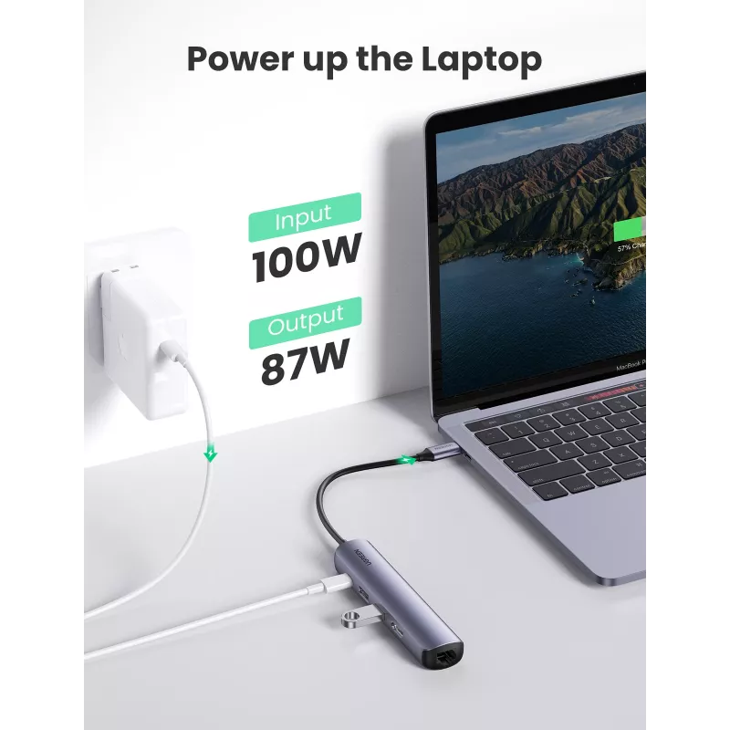 Ugreen 10919 sülearvuti dokk/pordireplikaator Juhtmega USB 3.2 Gen 1 (3.1 Gen 1) USB-C Hall