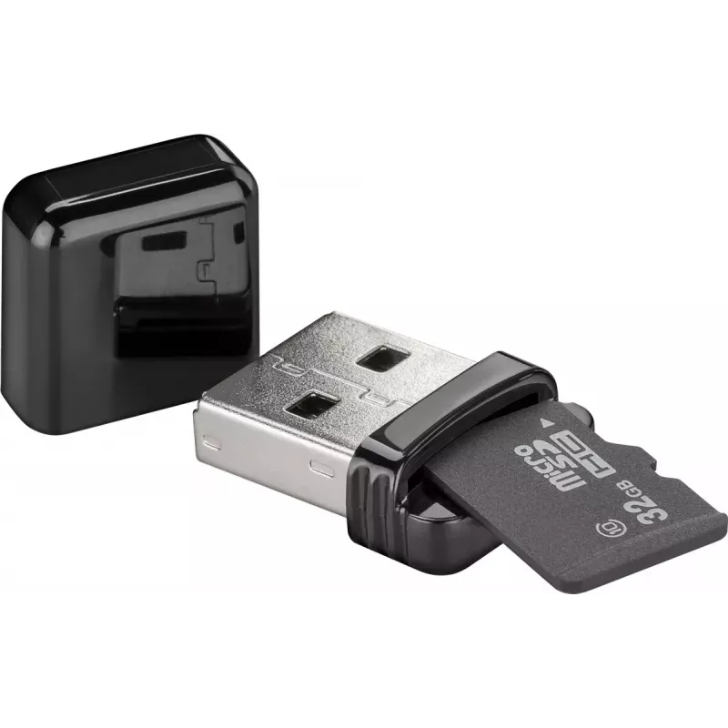 Kaardilugeja GOOBAY USB-A 2.0 MicroSD jaoks, 480 Mbit/s, must