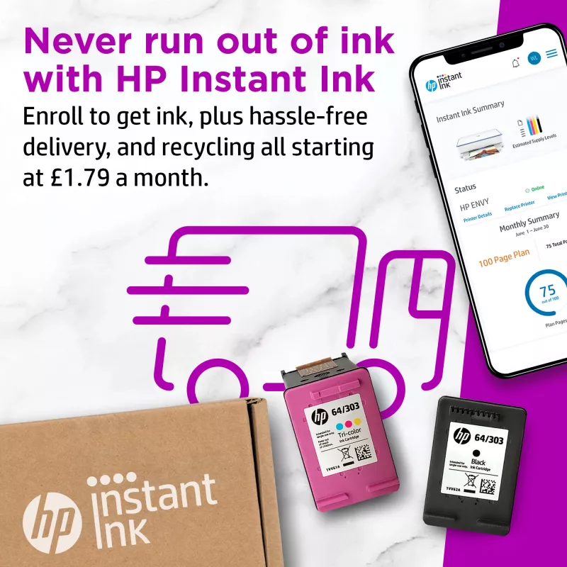 HP ENVY 6010e traadita mitmeotstarbeline värviprinter, Instant Ink; koopiamasin, skanner