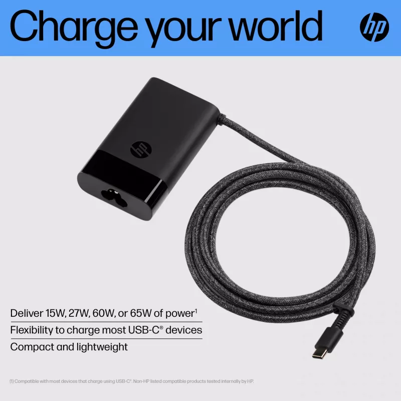 HP USB-C 65W sülearvuti laadija, sülearvuti, siseruumides, 90 V, 65 W, 5–20 V, 1,6 A