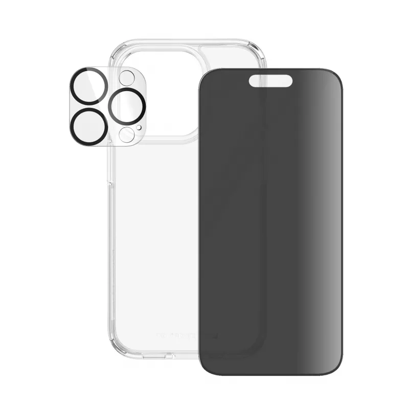 PanzerGlass Privacy 3-in-1 pakend iPhone 15 Pro löögikindel karastatud klaas