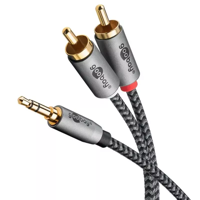 Audio kaabel WENTRONIC Goobay 65290 — 3.5mm male to 2×RCA male, 5 m, copper, gold-plated, magnetically shielded