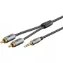 Audio kaabel WENTRONIC Goobay 65290 — 3.5mm male to 2×RCA male, 5 m, copper, gold-plated, magnetically shielded