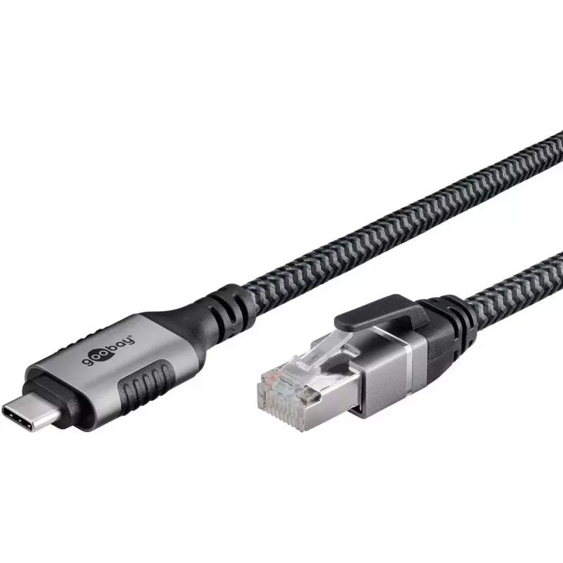 Goobay soovahetaja USB C RJ-45-le 10 m must hõbedane