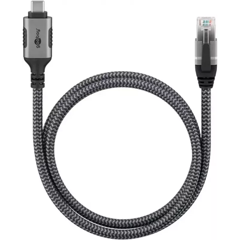 Goobay soovahetaja USB C RJ-45-le 10 m must hõbedane