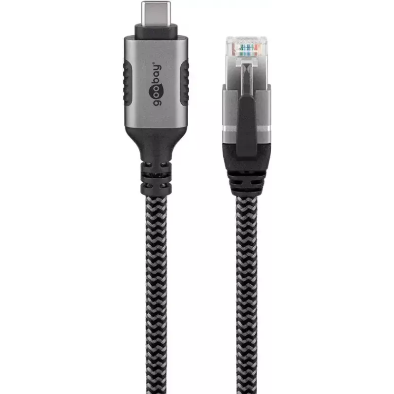 Goobay soovahetaja USB C RJ-45-le 10 m must hõbedane