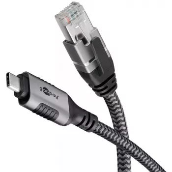 Goobay soovahetaja USB C RJ-45-le 10 m must hõbedane