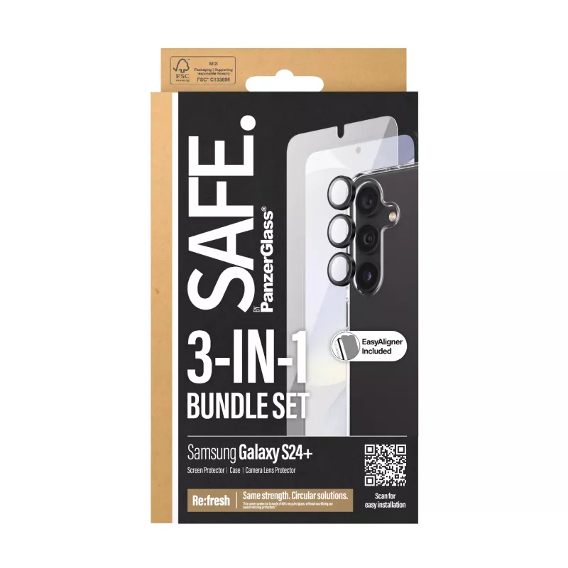 PanzerGlass SAFE. by ® 3-in-1 pakend Samsung Galaxy S24+ kriimustuskindel põrutuskindel