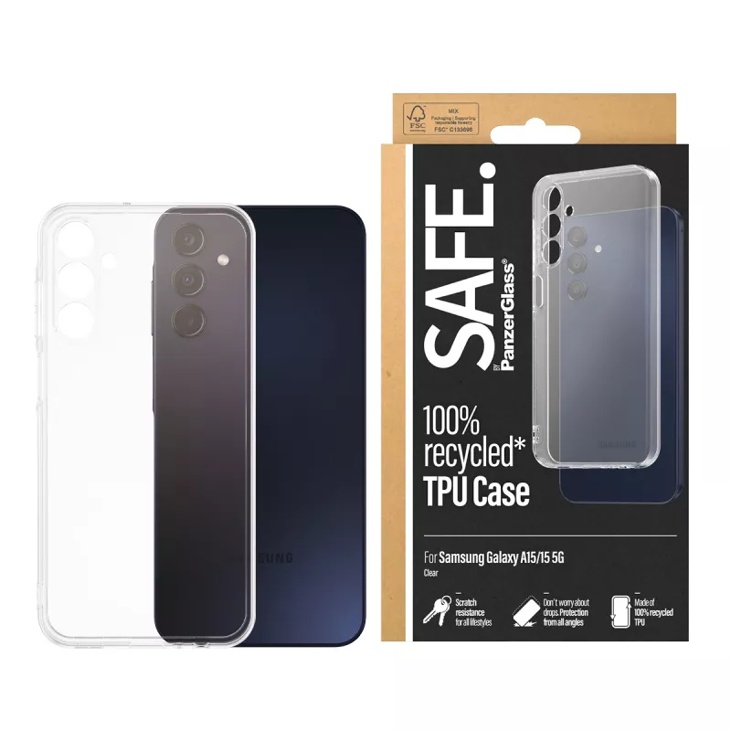 PanzerGlass SAFE. by ® TPU kate Samsung Galaxy A15 | A15 5G | Läbipaistev