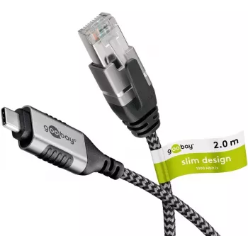 pistikuadapter Goobay 74403 USB 3.1 tüüp A RJ45 2m Must Hõbedane