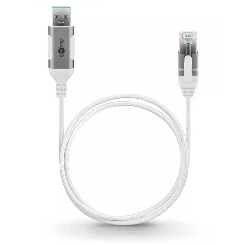 Goobay 74380 USB 3.0 Type A RJ45 3m Valge võrgukaabel