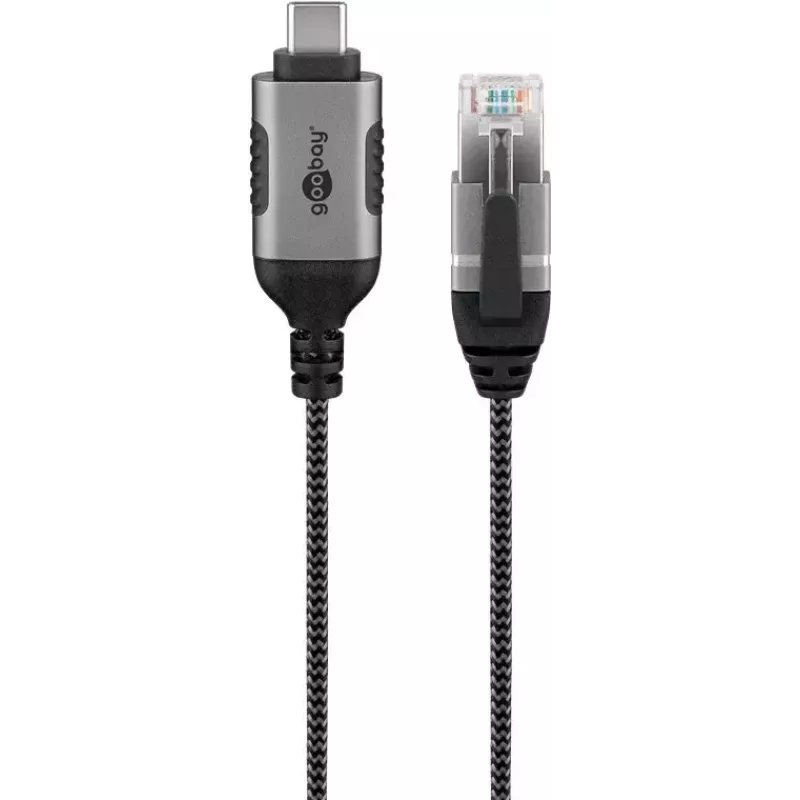 Kaabli soovahetaja Goobay 74408 USB 3.1 tüüp A RJ45 15m Must Hõbedane