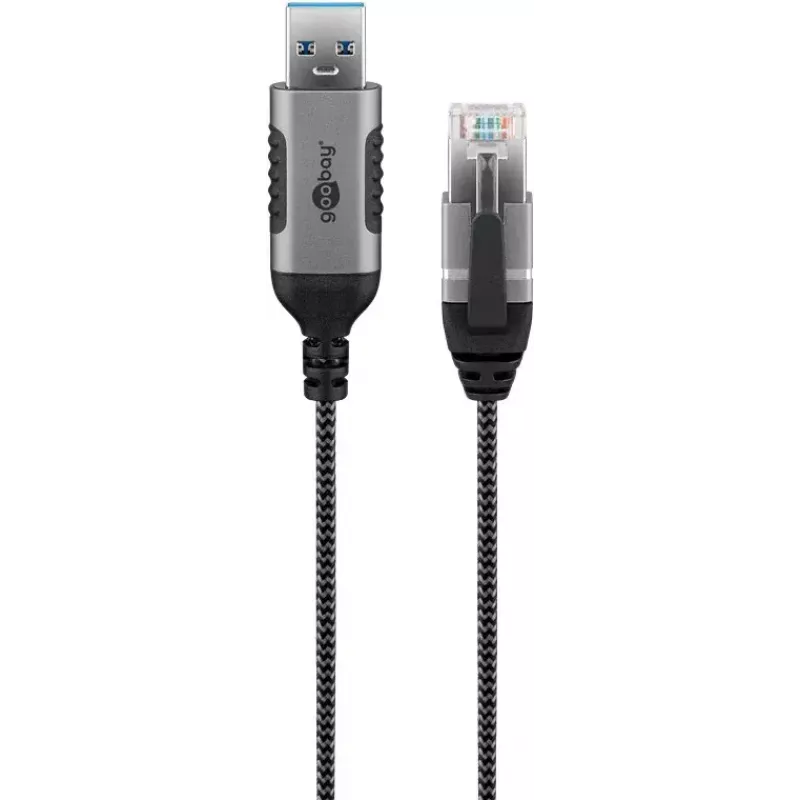 Goobay 74394 USB 3.0 Type A to RJ45 kaabel 1.5m Must Silver