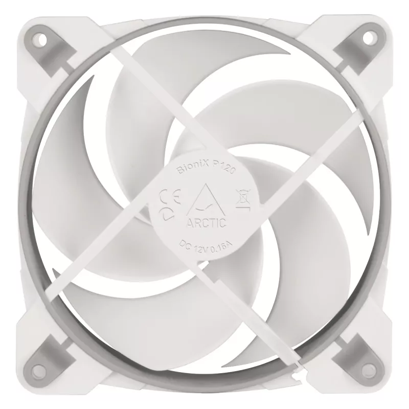 ARCTIC BioniX P120 (Hall/Valge) – Rõhuoptimeeritud 120 mm mänguventilaator PWM PST-ga