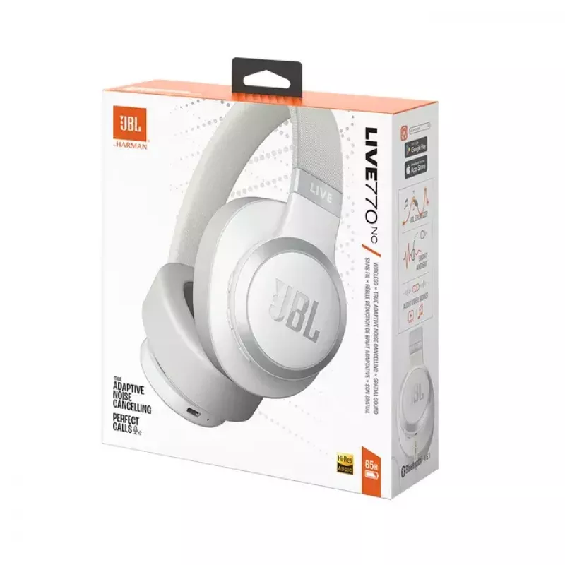 JBL Live 770NC juhtmeta kõrvaklapid, peapael, kõned/muusika, Bluetooth, valge
