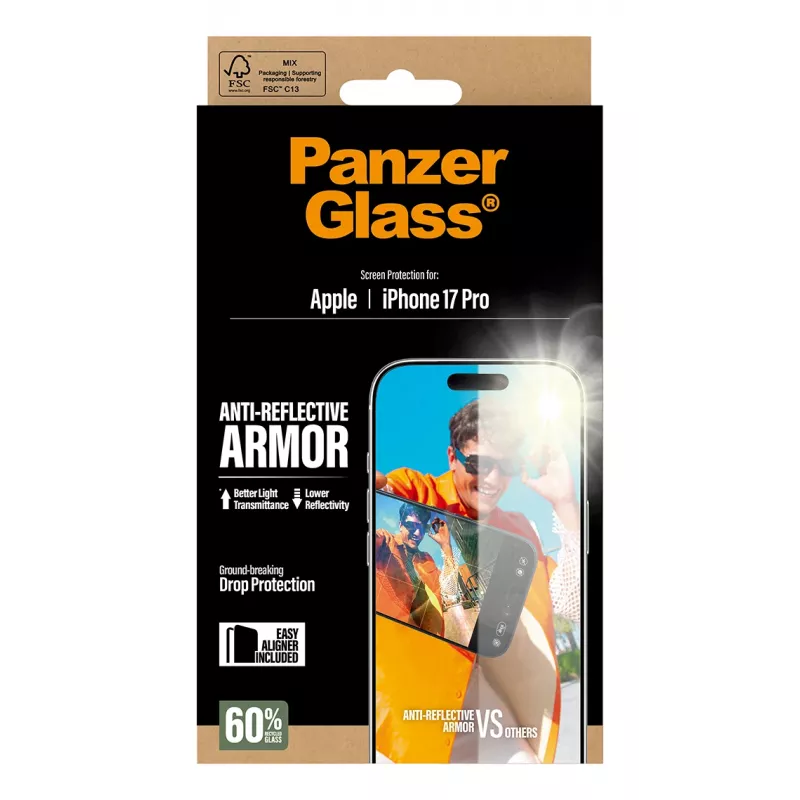 PanzerGlass Anti-Reflective Armor ekraanikaitse iPhone 17 Pro kriimustuskindel löögikindel