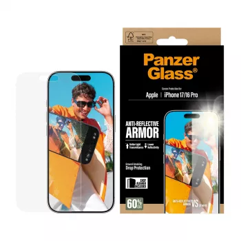 PanzerGlass Anti-Reflective Armor ekraanikaitse iPhone 17 iPhone 16 Pro kriimustus- ja löögikindel