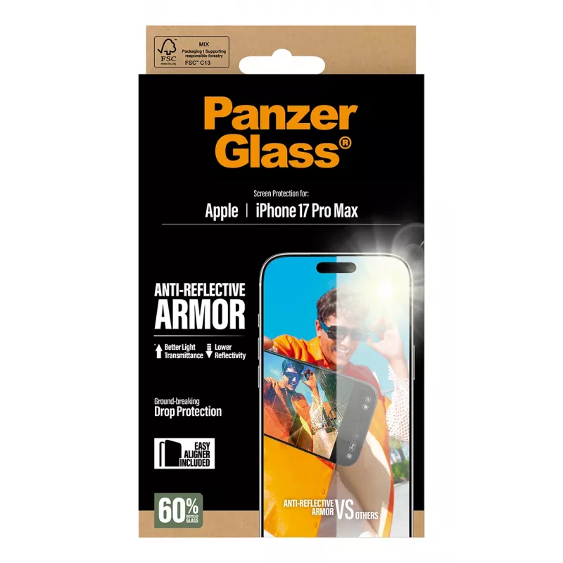 PanzerGlass peegeldusvastane Armor ekraanikaitse iPhone 17 Pro Max kriimustus- ja löögikindel