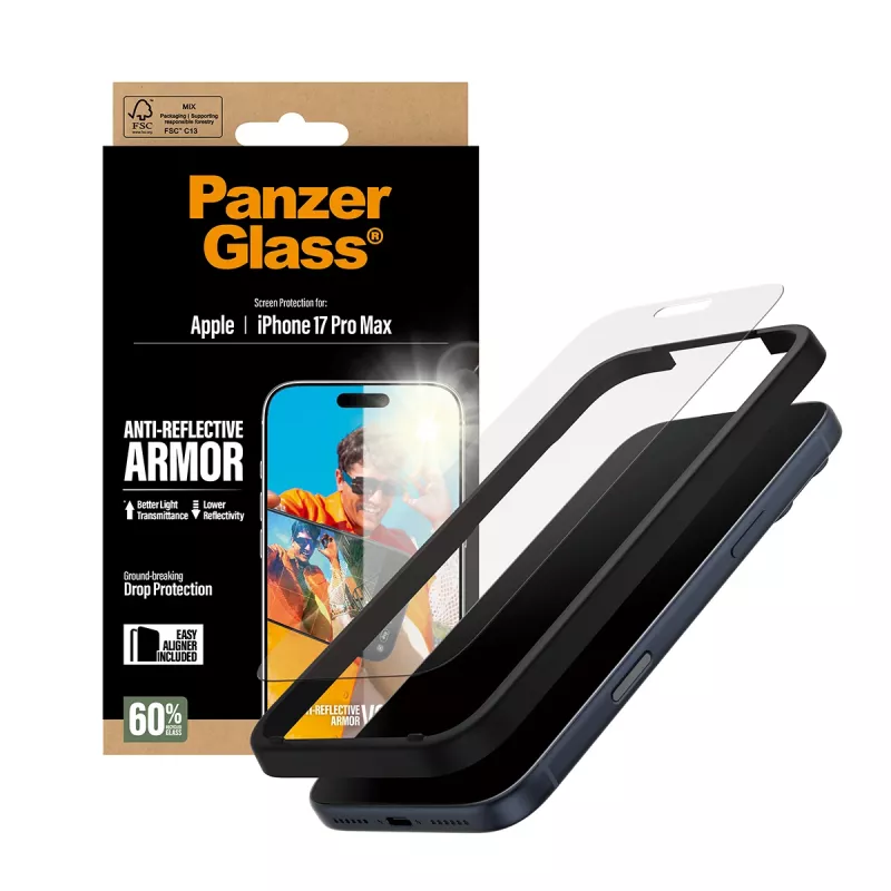 PanzerGlass peegeldusvastane Armor ekraanikaitse iPhone 17 Pro Max kriimustus- ja löögikindel