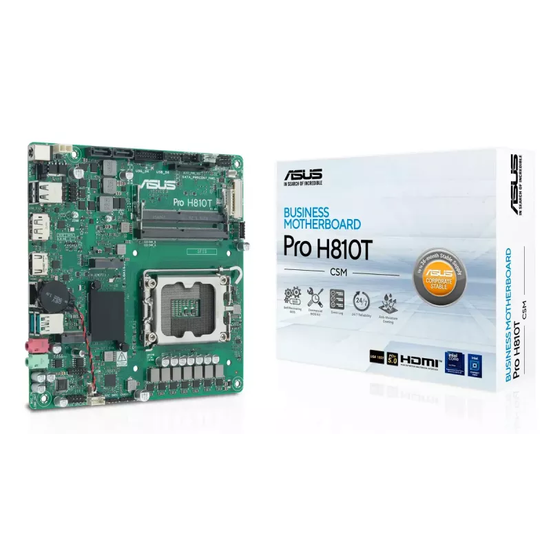Emaplaat ASUS Pro H810T-CSM Intel H810 LGA 1851 mini ITX DDR5 128GB