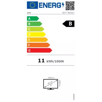 Monitor Acer Vero B7 B277Gbemiqpruzx — 27 tolli (68,6 cm), 1920×1080 Full HD, IPS, 4 ms, 120 Hz, USB-C, USB-hub, kõlarid, VESA, must
