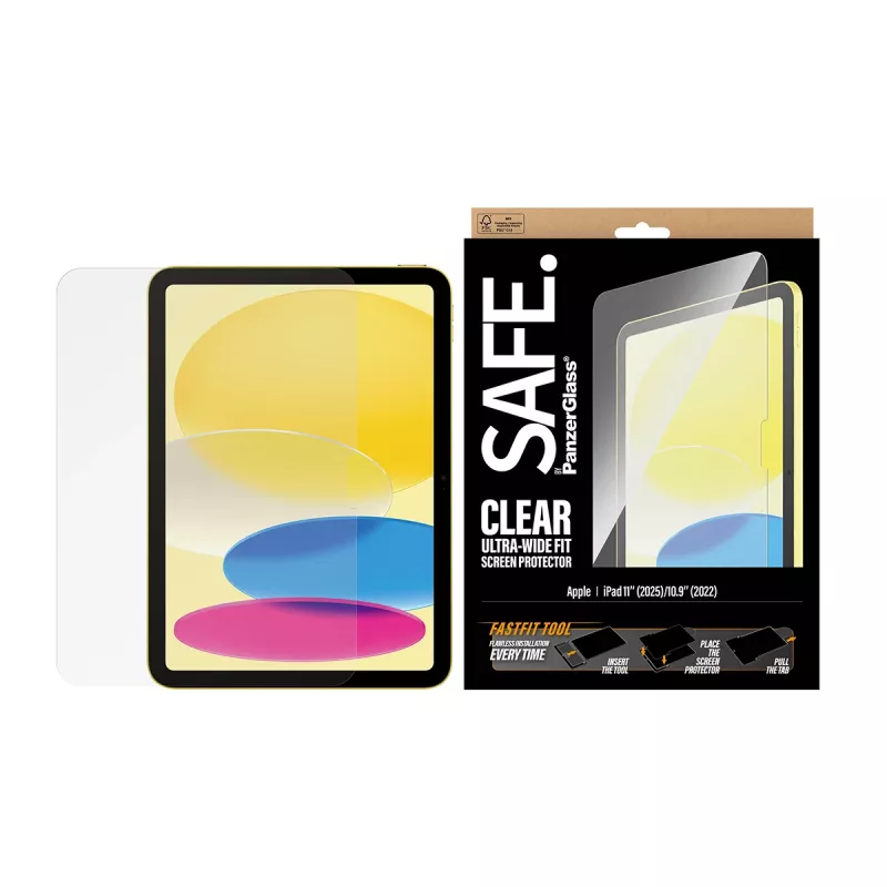 PanzerGlass SAFE. by ® ekraanikaitse iPad 11 tolli (2025-2026) | 10,9 tolli (2022) | ülilaila sobivusega ja Fastfiti tööriistaga