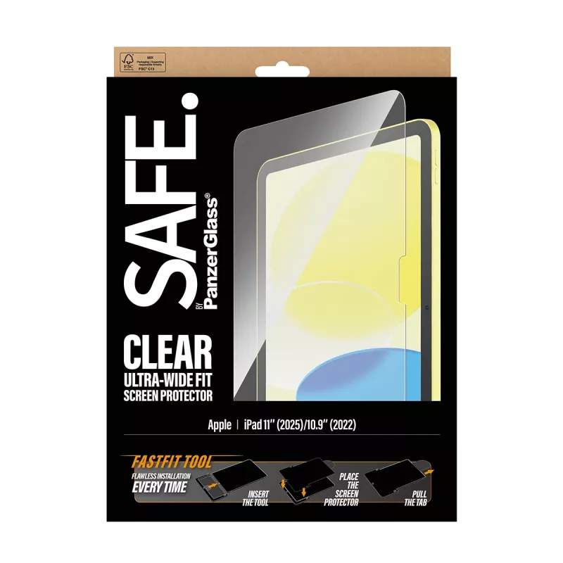 PanzerGlass SAFE. by ® ekraanikaitse iPad 11 tolli (2025-2026) | 10,9 tolli (2022) | ülilaila sobivusega ja Fastfiti tööriistaga