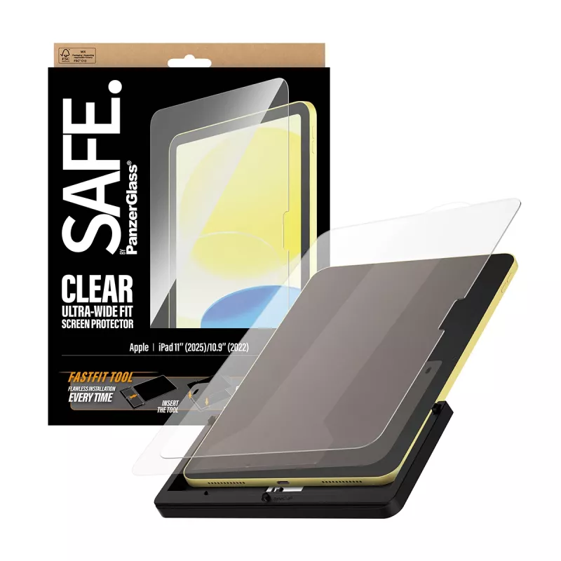 PanzerGlass SAFE. by ® ekraanikaitse iPad 11 tolli (2025-2026) | 10,9 tolli (2022) | ülilaila sobivusega ja Fastfiti tööriistaga