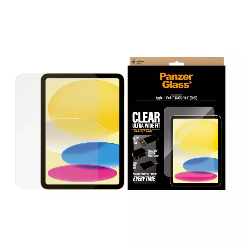 PanzerGlass ® ekraanikaitse iPad 11 tolli (2025-2026) | 10,9 tolli (2022) | Ultra-Wide Fit koos Fastfiti tööriistaga