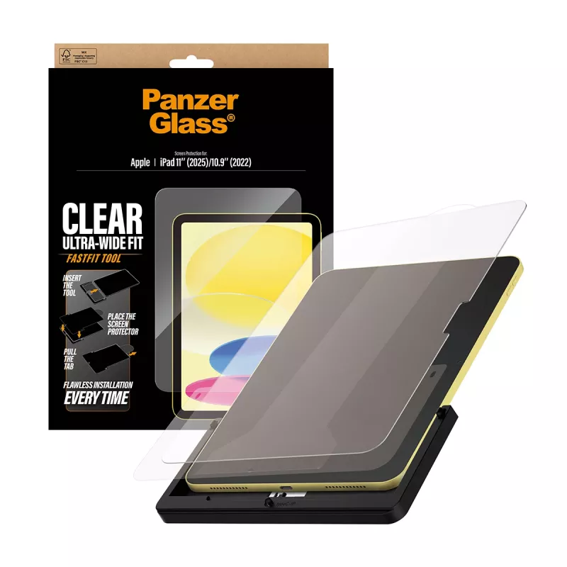 PanzerGlass ® ekraanikaitse iPad 11 tolli (2025-2026) | 10,9 tolli (2022) | Ultra-Wide Fit koos Fastfiti tööriistaga