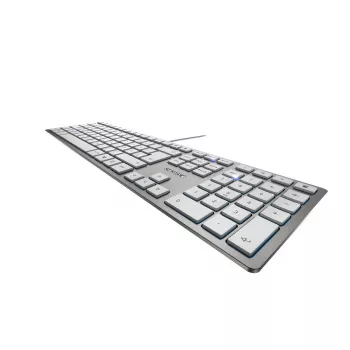CHERRY KC 6000 õhuke klaviatuur universaalne USB AZERTY Belgia hõbedane, valge