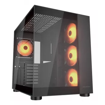 COUGAR PC Midi Tower Case FV150 ARGB — Must, ATX/MicroATX/Mini-ITX, 3x120mm ees + 1x120mm taga, 2x3.5 tolli & 2x2.5 tolli pesad