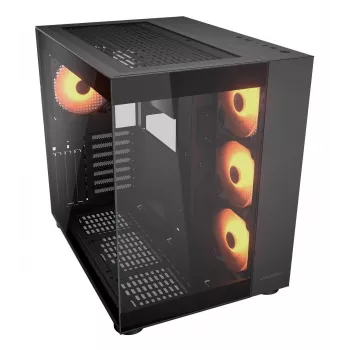 COUGAR PC Midi Tower Case FV150 ARGB — Must, ATX/MicroATX/Mini-ITX, 3x120mm ees + 1x120mm taga, 2x3.5 tolli & 2x2.5 tolli pesad