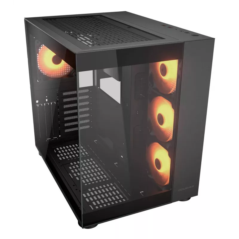 COUGAR PC Midi Tower Case FV150 ARGB — Must, ATX/MicroATX/Mini-ITX, 3x120mm ees + 1x120mm taga, 2x3.5 tolli & 2x2.5 tolli pesad