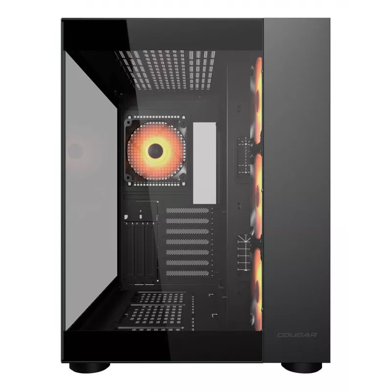 COUGAR PC Midi Tower Case FV150 ARGB — Must, ATX/MicroATX/Mini-ITX, 3x120mm ees + 1x120mm taga, 2x3.5 tolli & 2x2.5 tolli pesad