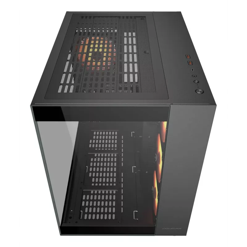 COUGAR PC Midi Tower Case FV150 ARGB — Must, ATX/MicroATX/Mini-ITX, 3x120mm ees + 1x120mm taga, 2x3.5 tolli & 2x2.5 tolli pesad