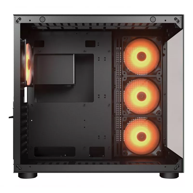 COUGAR PC Midi Tower Case FV150 ARGB — Must, ATX/MicroATX/Mini-ITX, 3x120mm ees + 1x120mm taga, 2x3.5 tolli & 2x2.5 tolli pesad