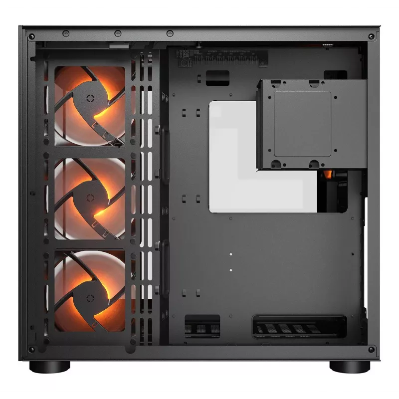 COUGAR PC Midi Tower Case FV150 ARGB — Must, ATX/MicroATX/Mini-ITX, 3x120mm ees + 1x120mm taga, 2x3.5 tolli & 2x2.5 tolli pesad