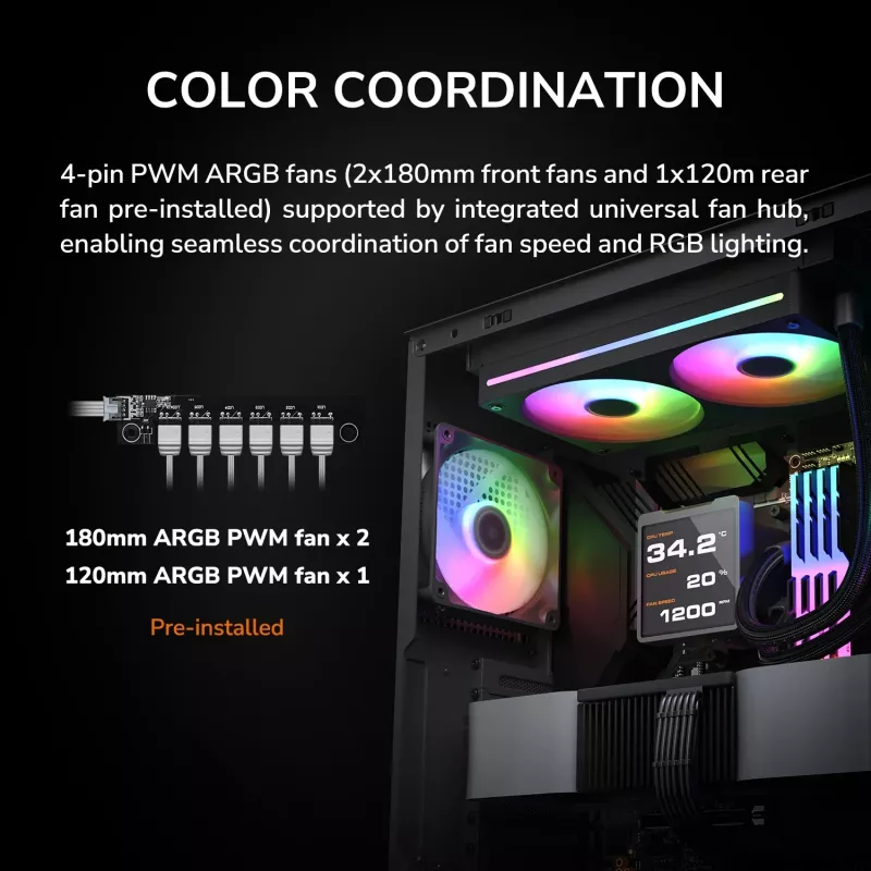 COUGAR Midi Tower Case, Airface 180, ARGB, Must