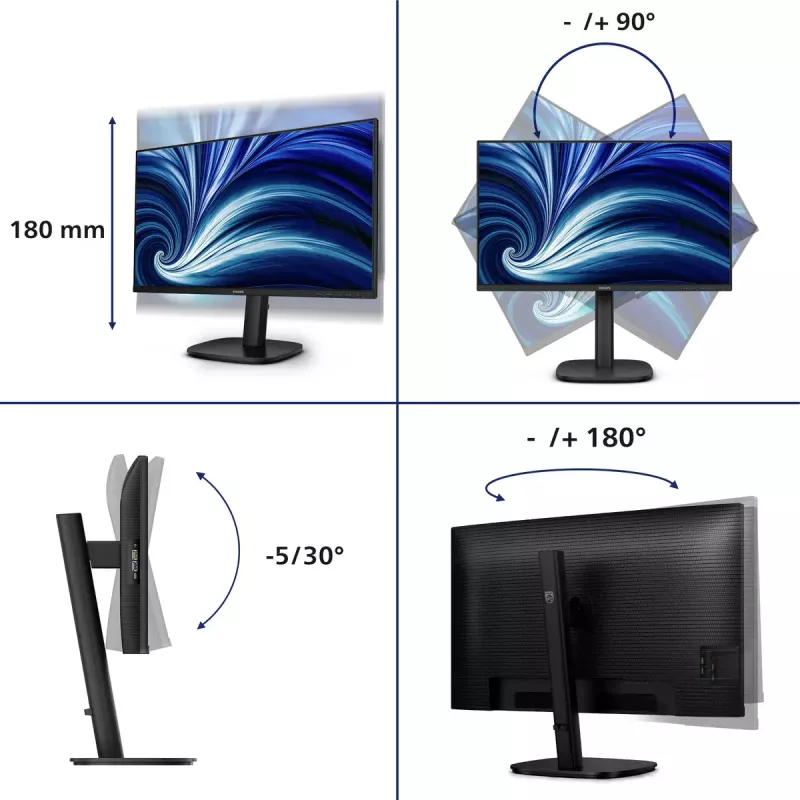 Philips 3000 seeria 24B2U3301D/00 arvutimonitor 61,2 cm (24,1 tolli) 1920 x 1200 pikslit WUXGA LCD must