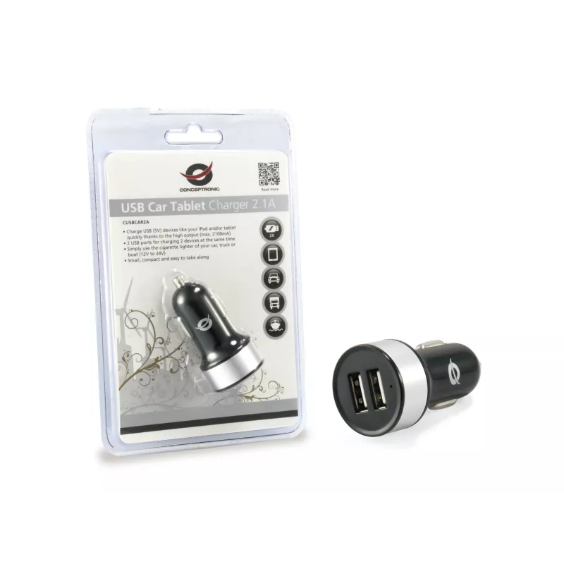 Autolaadija Conceptronic CUSBCAR2A 2 pordiga USB 2,1 A