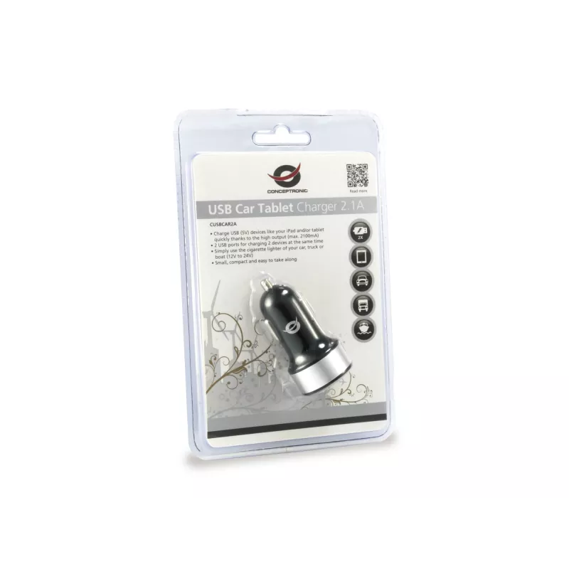 Autolaadija Conceptronic CUSBCAR2A 2 pordiga USB 2,1 A