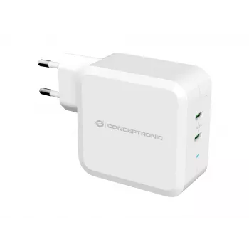 Conceptronic ALTHEA 2-pordiline 100 W GaN USB-C PD laadija, sisetingimustesse, vahelduvvool, 5 V, 5 A, valge