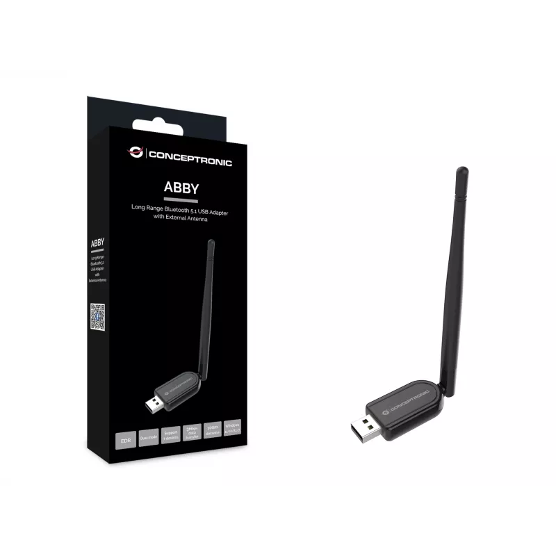 Conceptronic ABBY pikamaa Bluetooth 5.1 USB-adapter välise antenniga