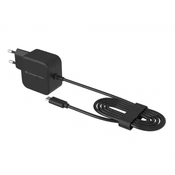 Conceptronic OZUL04BE 67W GaN USB PD laadija, sisseehitatud USB-C kaabel