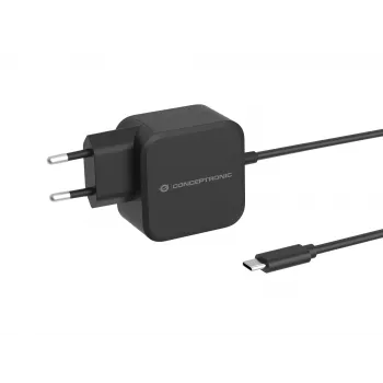 Conceptronic OZUL04BE 67W GaN USB PD laadija, sisseehitatud USB-C kaabel