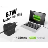 Conceptronic OZUL04BE 67W GaN USB PD laadija, sisseehitatud USB-C kaabel